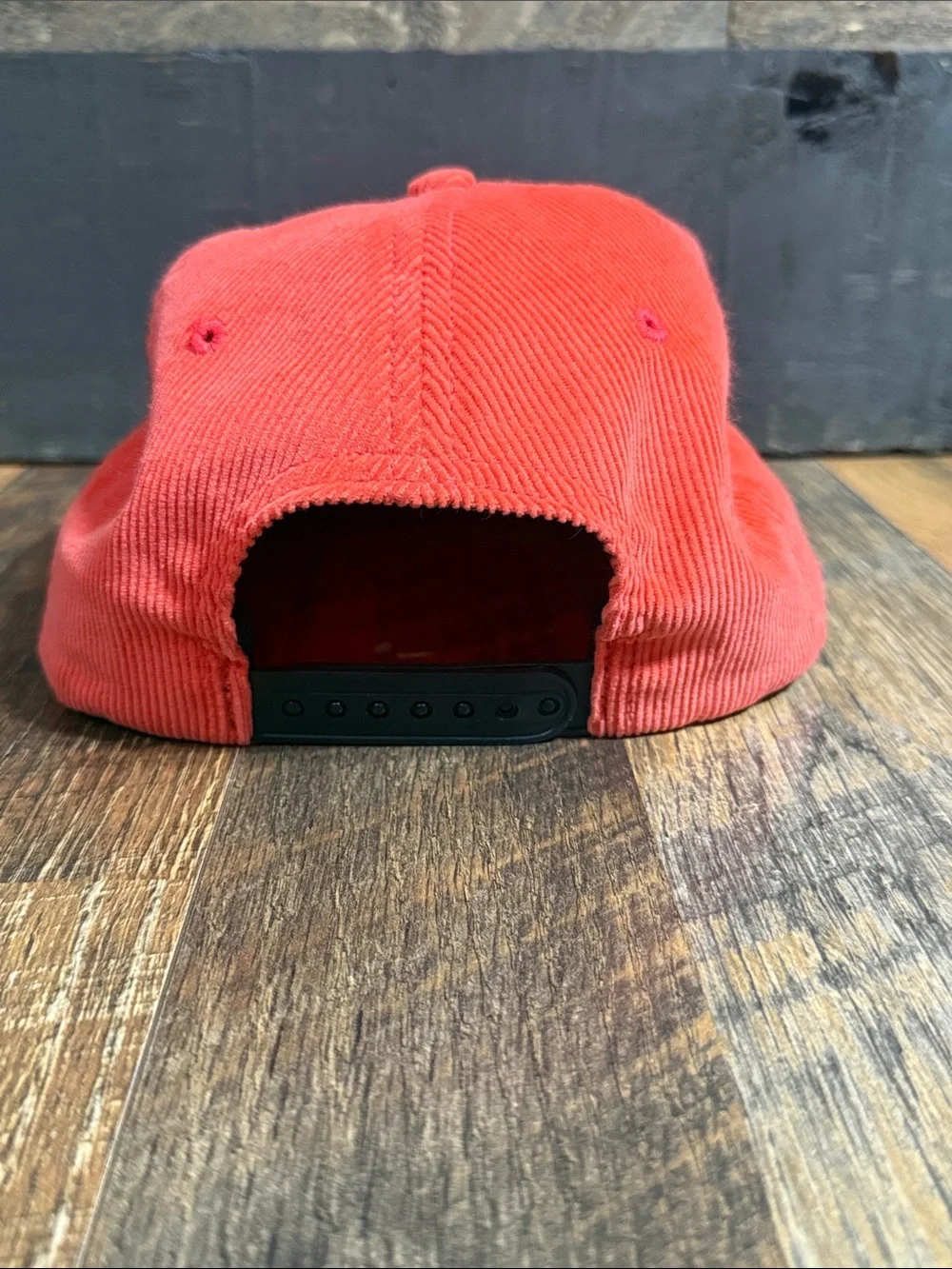 NOAH Made in USA Corduroy Snapback Hat Coral Orange Embroidered Logo